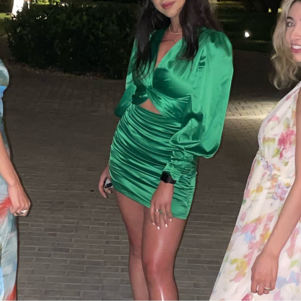 Emerald Green Satin Dress